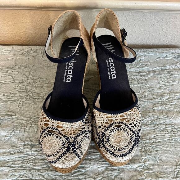 Viscata Barcelona Satuna Limited Edition Canvas Espadrille Wedges Size 9 EU 40 - Picture 3 of 13